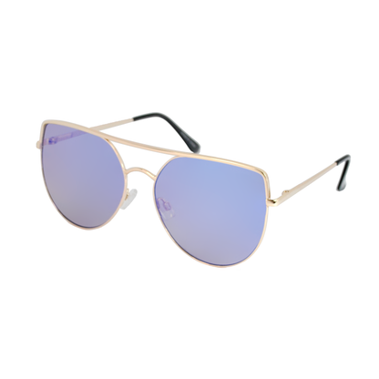 Modern Cat-Eye Brow Bar Aviators with Iridescent Mirror Lenses TD10326