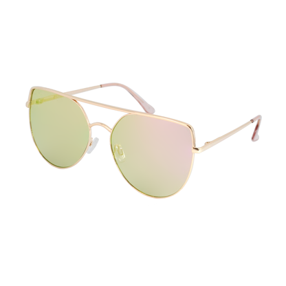 Modern Cat-Eye Brow Bar Aviators with Iridescent Mirror Lenses TD10326