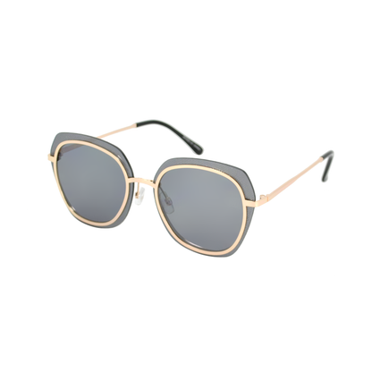 Oversized Dual-Tone Metal Sunglasses with Multi-Layered Frame TD10328
