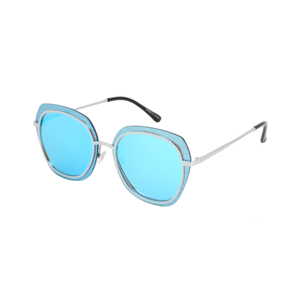 Oversized Dual-Tone Metal Sunglasses with Multi-Layered Frame TD10328
