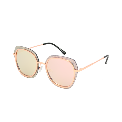 Oversized Dual-Tone Metal Sunglasses with Multi-Layered Frame TD10328