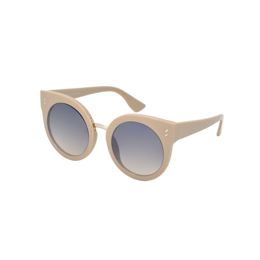 Vintage Round Cat-Eye Sunglasses with Metallic Bridge and Accent Studs TD10331