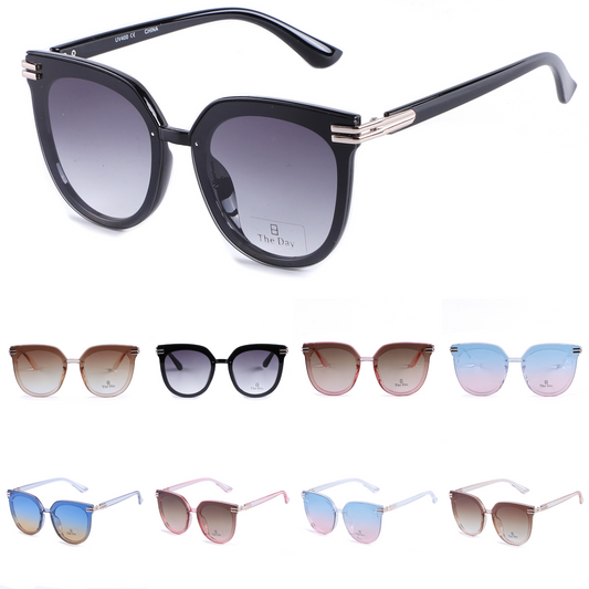 Oversized Butterfly Sunglasses with Metallic Temple Accents TD10416