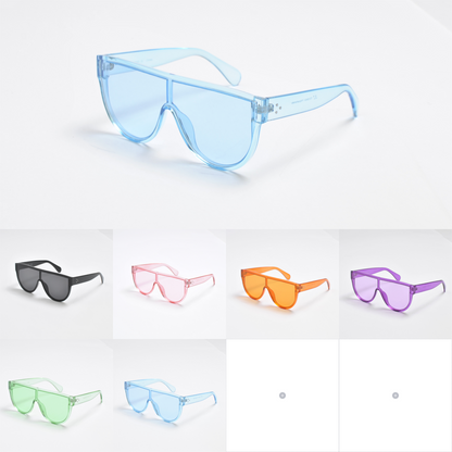 Translucent Flat Shield Sunglasses with Assorted Candy Colors and Studded Temples TD10542-1