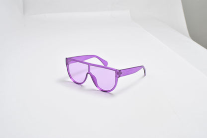 Translucent Flat Shield Sunglasses with Assorted Candy Colors and Studded Temples TD10542-1