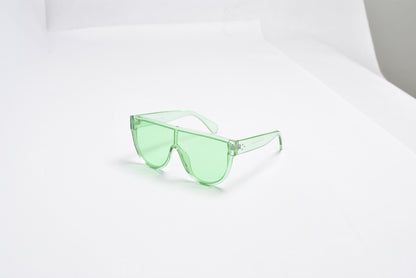 Translucent Flat Shield Sunglasses with Assorted Candy Colors and Studded Temples TD10542-1