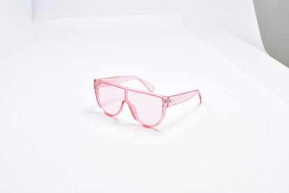 Translucent Flat Shield Sunglasses with Assorted Candy Colors and Studded Temples TD10542-1