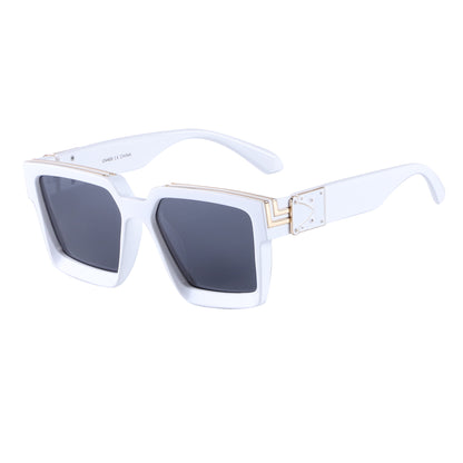 Vintage Square Statement Sunglasses with Gold Link Hardware TD10664