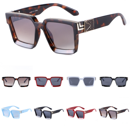 Vintage Square Statement Sunglasses with Gold Link Hardware TD10664