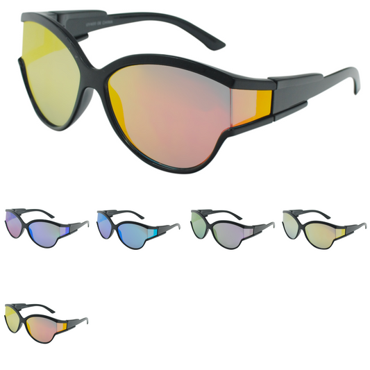 Sporty Butterfly Fashion Sunglasses with Wrap-Around Mirror Details TD10666