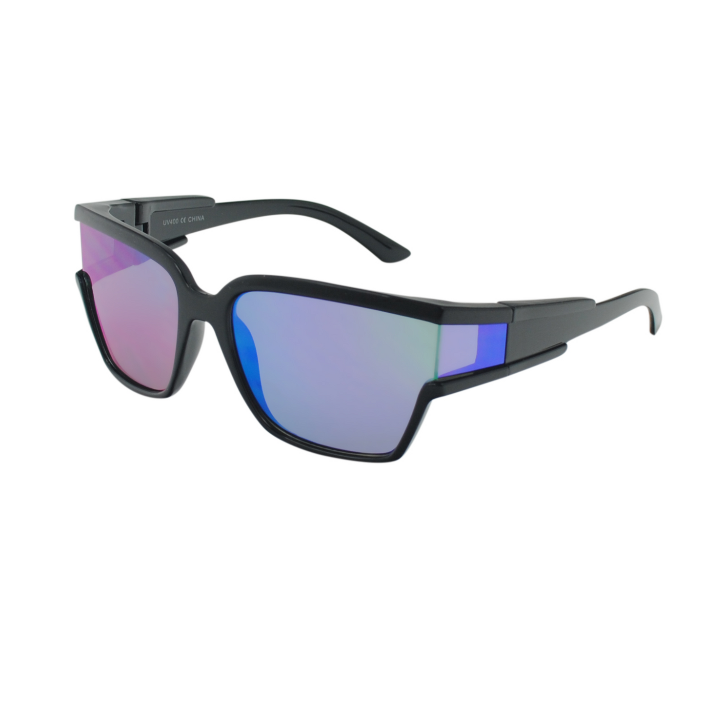 Futuristic Multi-Color Mirror Lens Sunglasses with Wide View Side Panels TD10667