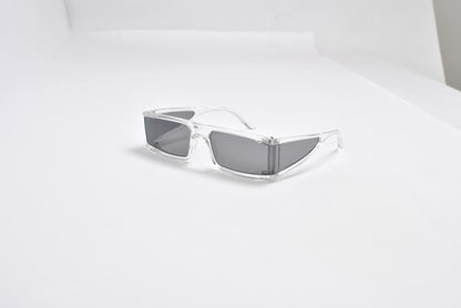 Translucent Retro Rectangle Sunglasses with Cyberpunk Side Shields TD10756