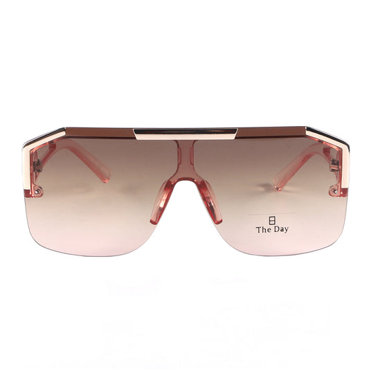 Oversized Semi-Rimless Shield Sunglasses with Gradient Lens and Gold Accent TD10759