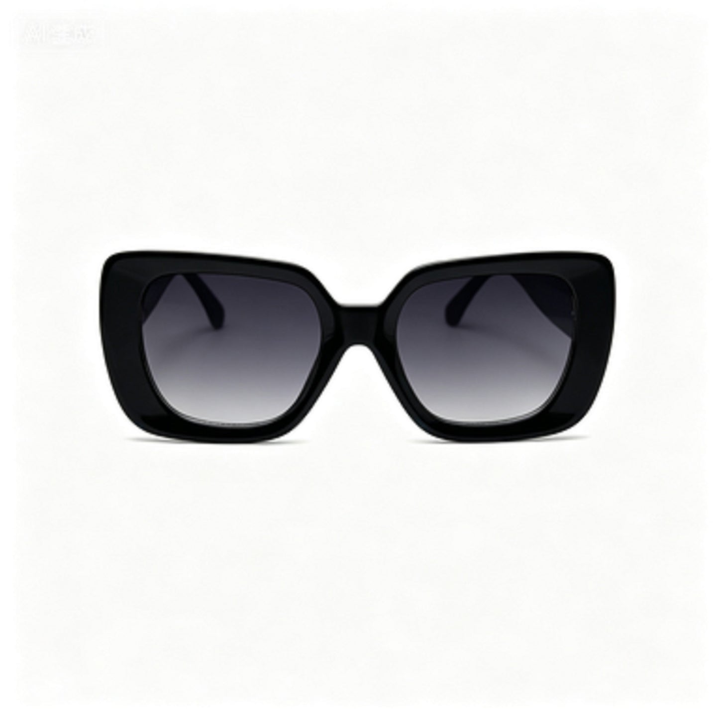 Women's Oversized Square Sunglasses with Wide Temples and Gold Geometric Side Accents P11152