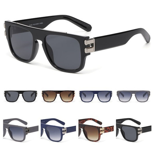 Premium Square Sunglasses with Thick Frame and Dual Metal Hinge Detail P11135