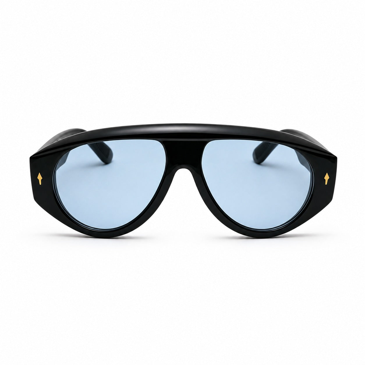 Fashion Bold Shield-Style Sunglasses with Gold Arrow Accent Rivets P11156