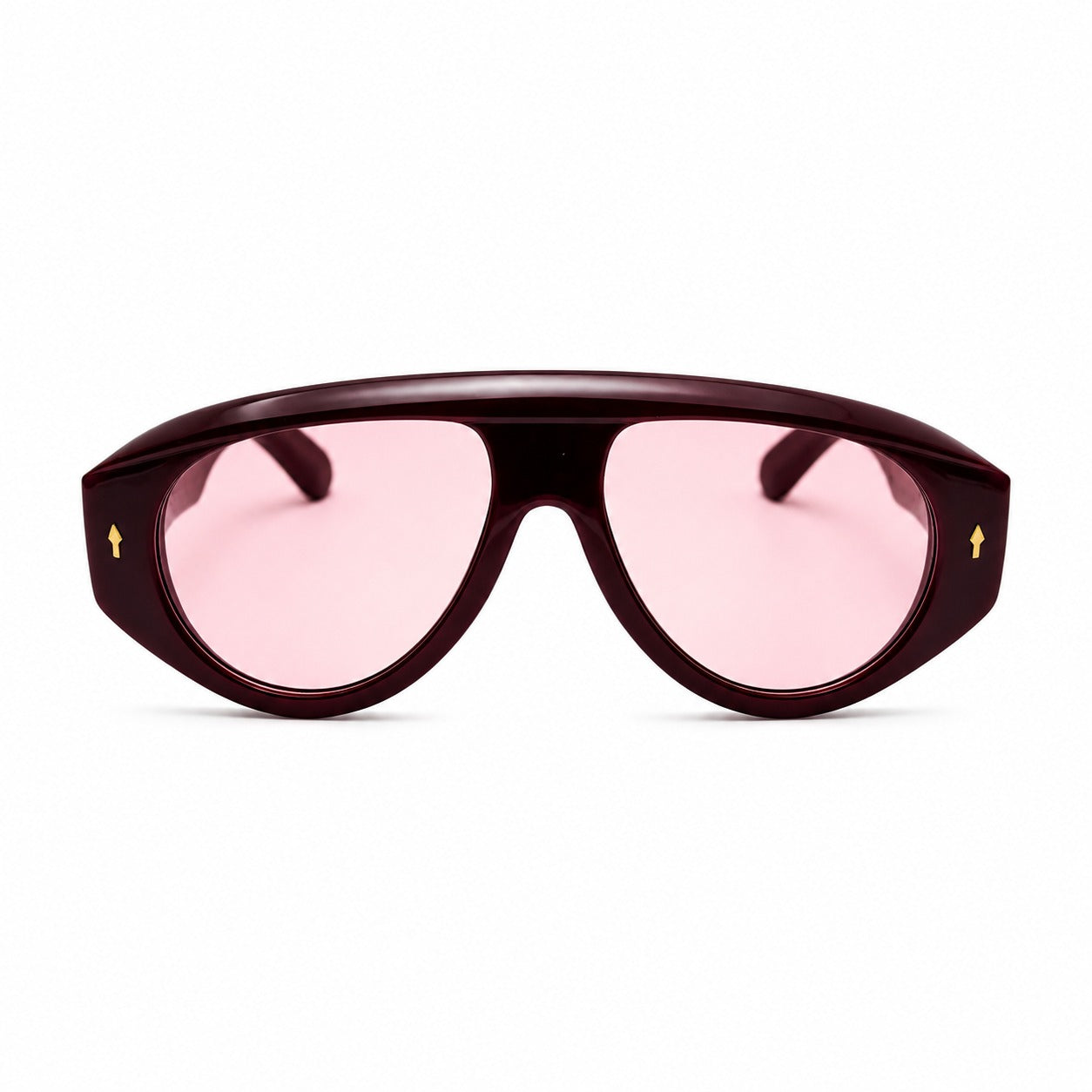 Fashion Bold Shield-Style Sunglasses with Gold Arrow Accent Rivets P11156