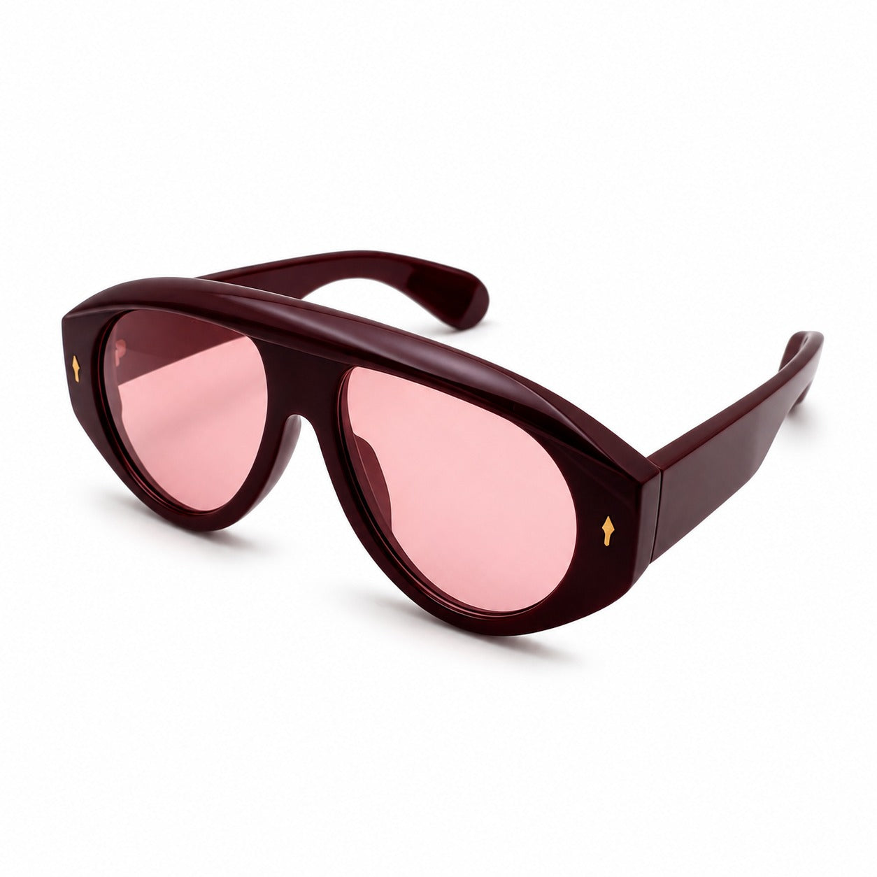 Fashion Bold Shield-Style Sunglasses with Gold Arrow Accent Rivets P11156