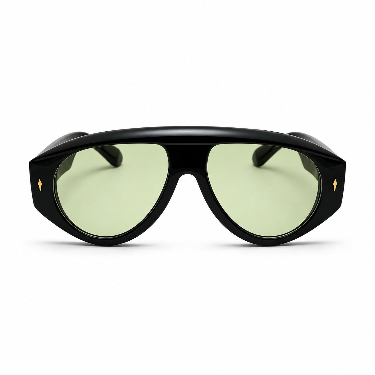 Fashion Bold Shield-Style Sunglasses with Gold Arrow Accent Rivets P11156