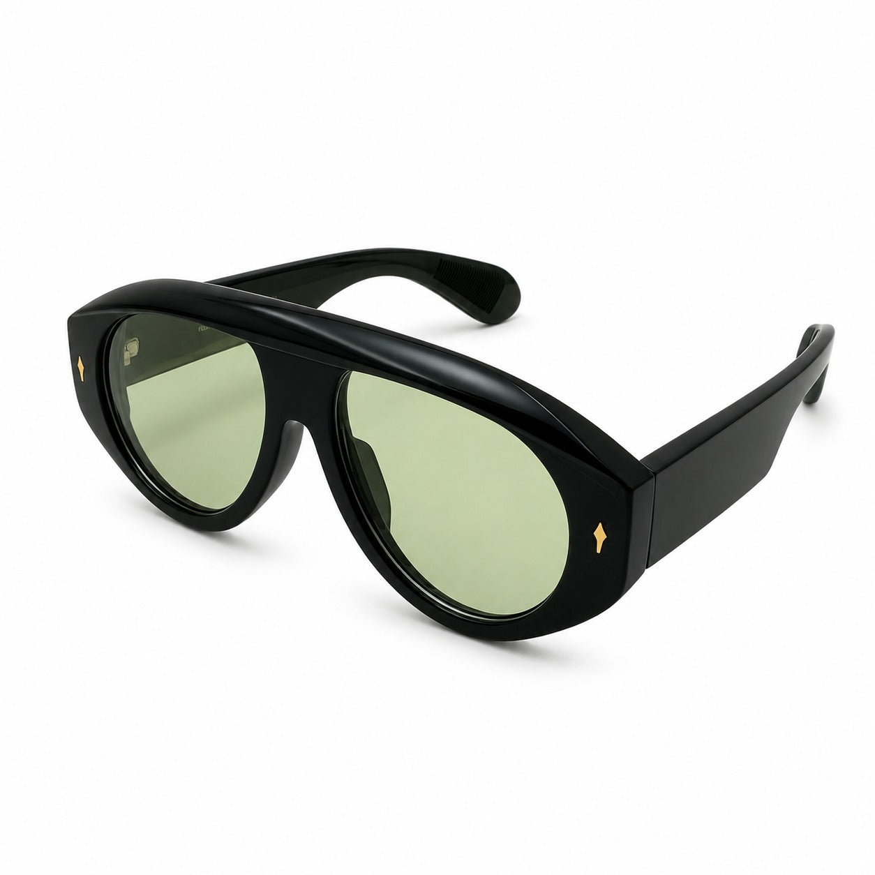 Fashion Bold Shield-Style Sunglasses with Gold Arrow Accent Rivets P11156