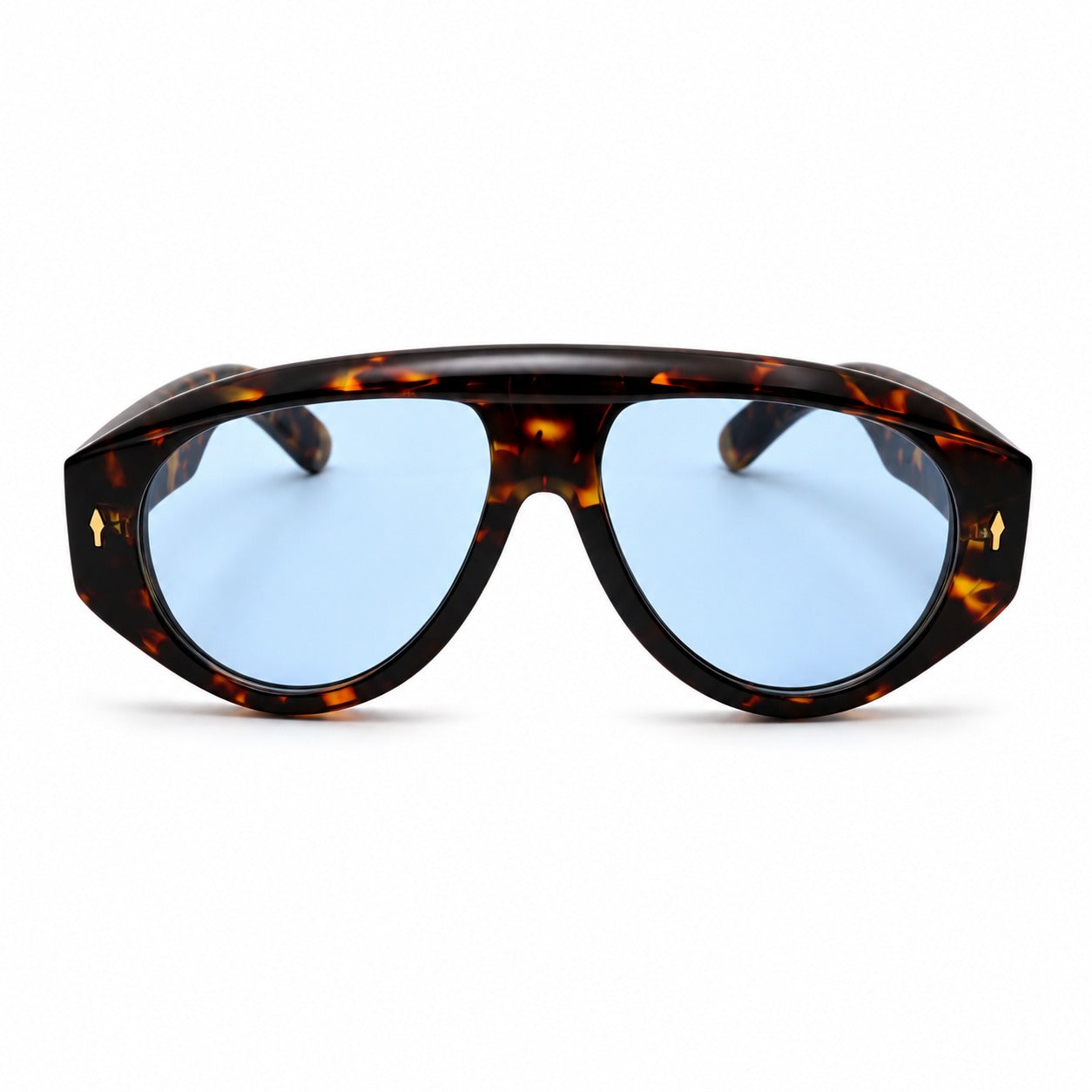 Fashion Bold Shield-Style Sunglasses with Gold Arrow Accent Rivets P11156