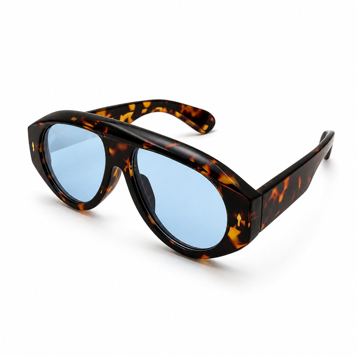 Fashion Bold Shield-Style Sunglasses with Gold Arrow Accent Rivets P11156