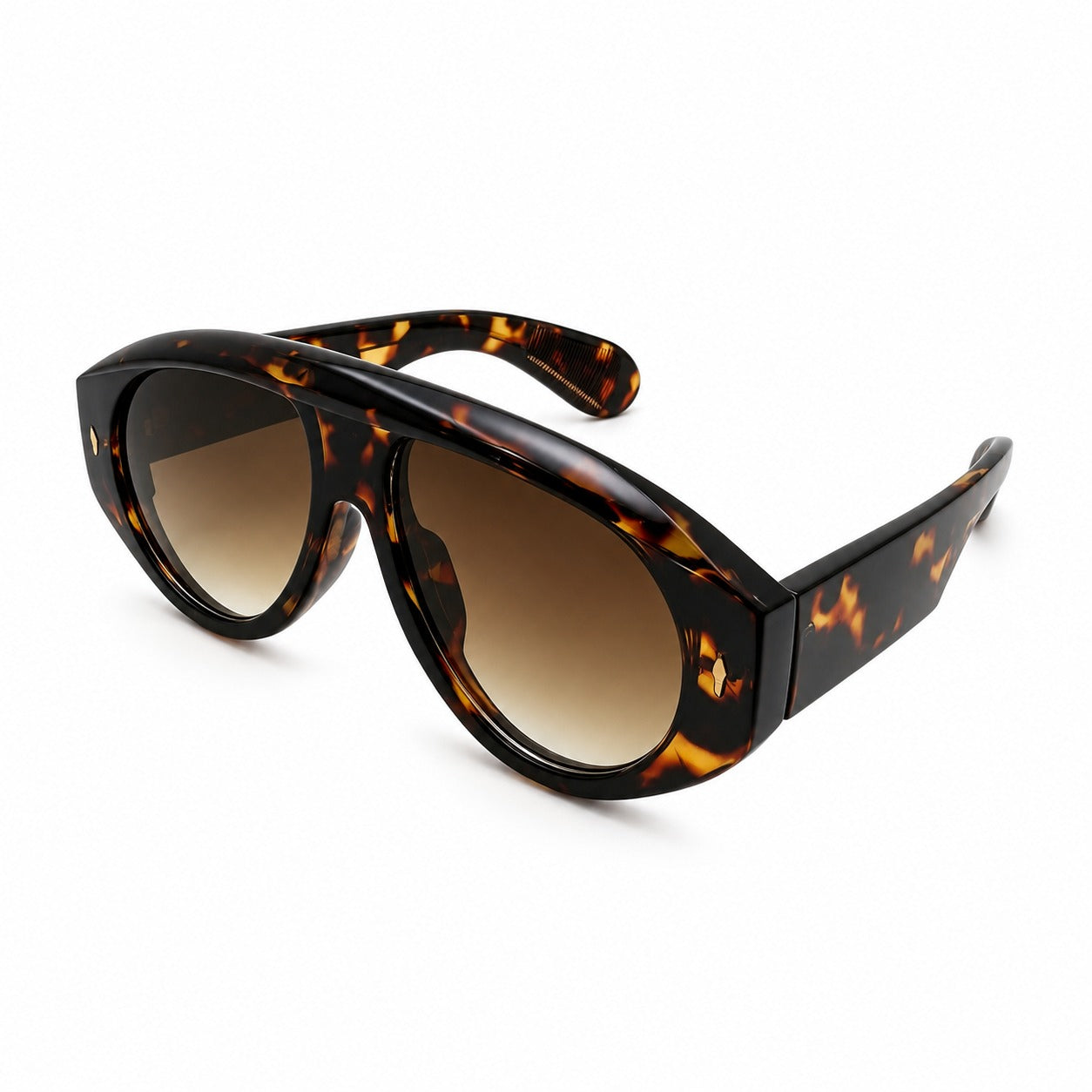 Fashion Bold Shield-Style Sunglasses with Gold Arrow Accent Rivets P11156