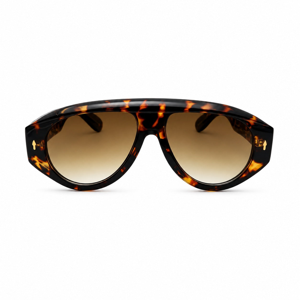 Fashion Bold Shield-Style Sunglasses with Gold Arrow Accent Rivets P11156