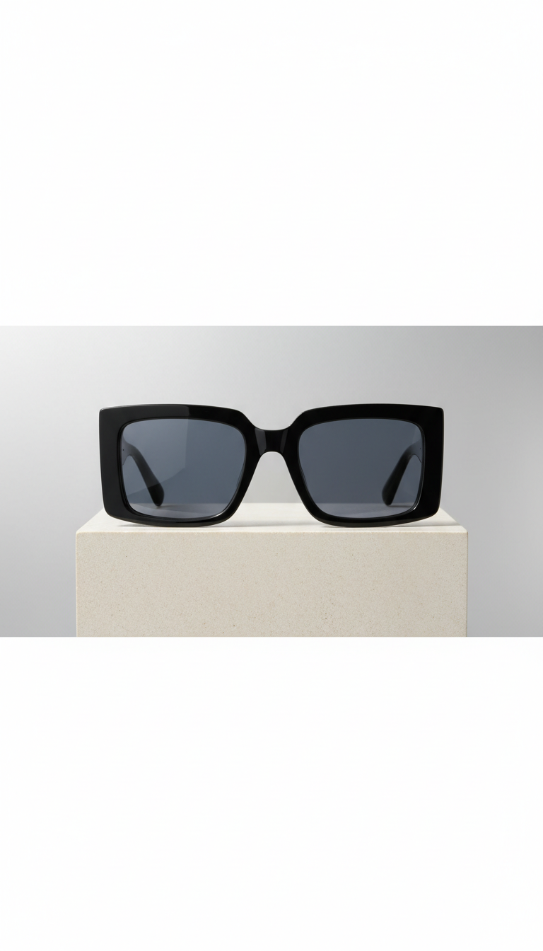 Oversized Square Slate Black Sunglasses