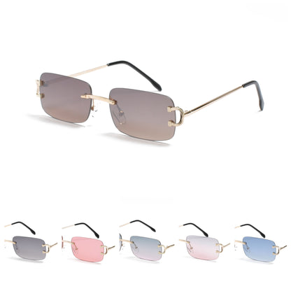 Ultra-Light Rimless Gold Temple Sunglasses J10807
