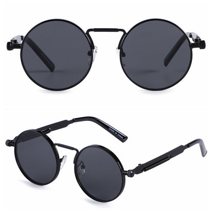Vintage Round Metal Sunglasses with Signature Coil Temple Detail J10913