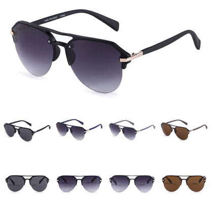 Stylish Semi-Rimless Aviator Sunglasses with Gradient Lenses P10380